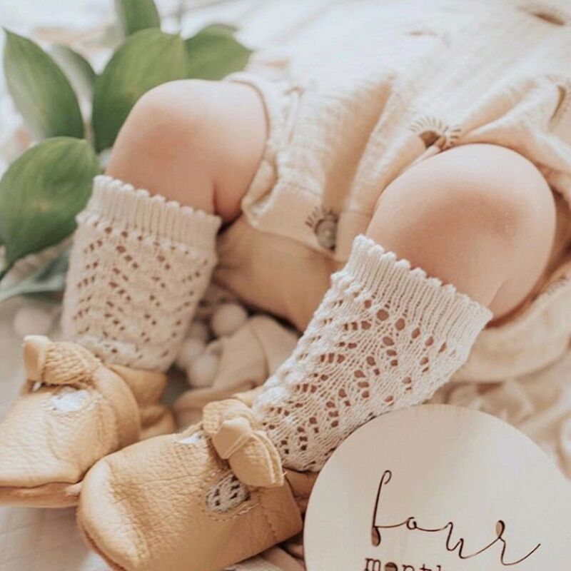 Baby Sock Oximeter - جوارب أطفال للبنات من القطن المحبوك،