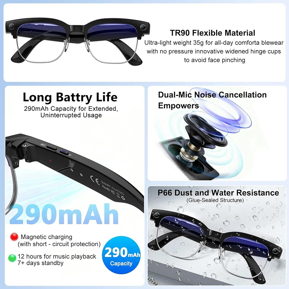 نظارات ذكية 4K مع كاميرا 8 ميج - مراجعة Smart Glasses Lens وسعره